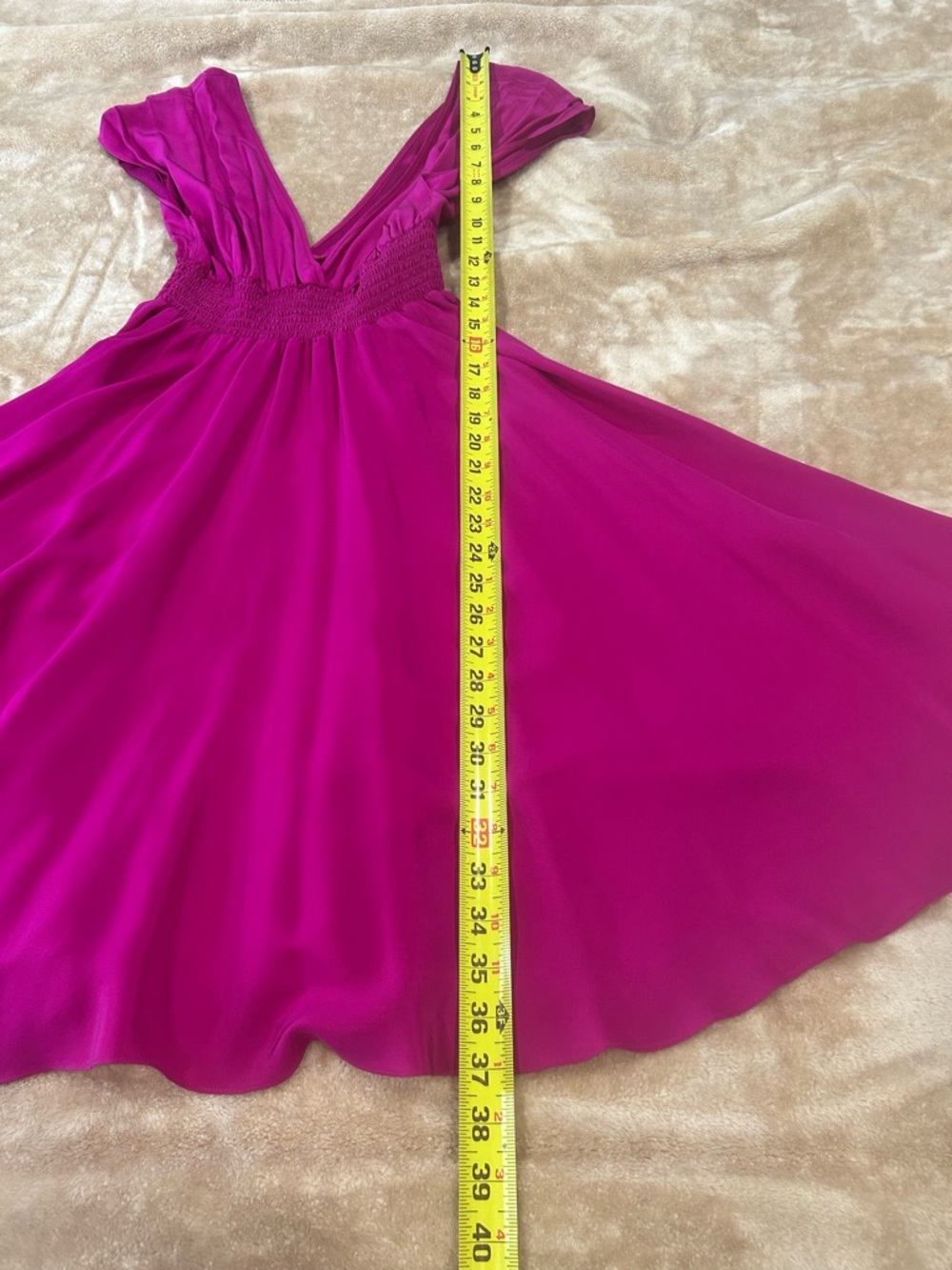 Raquelle 100% Silk Magenta Double V Party Dress USA women’s Size Medium new sexy - Picture 8 of 11